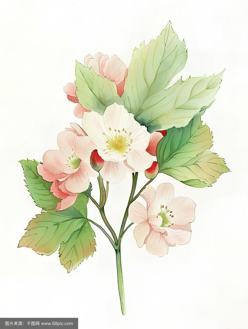 水彩手繪花卉元素插畫